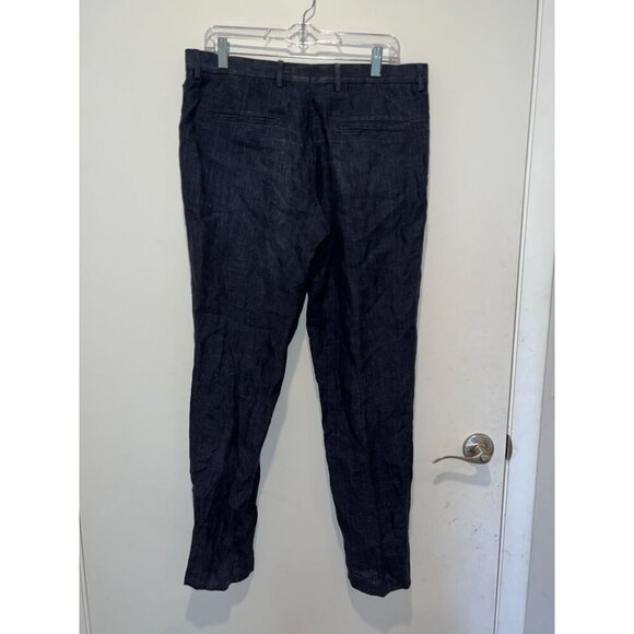 Cos Dark Blue Slim Fit 100% Linen Pants Mens 34 - Picture 3 of 11